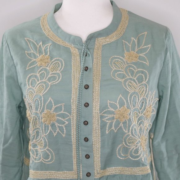 Aratta Silent Journey Mint Buttoned Tunic Top - Picture 3 of 13